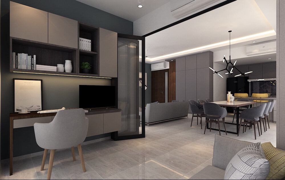 Home study room interior design idea by home guide Singapore caribbean